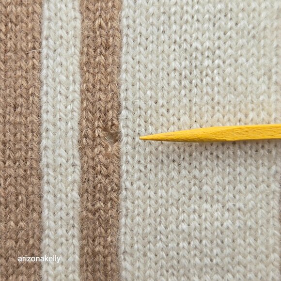 Knit Cashmere Neutral Stripe REPAIRED HOLE - Picture 7 of 10